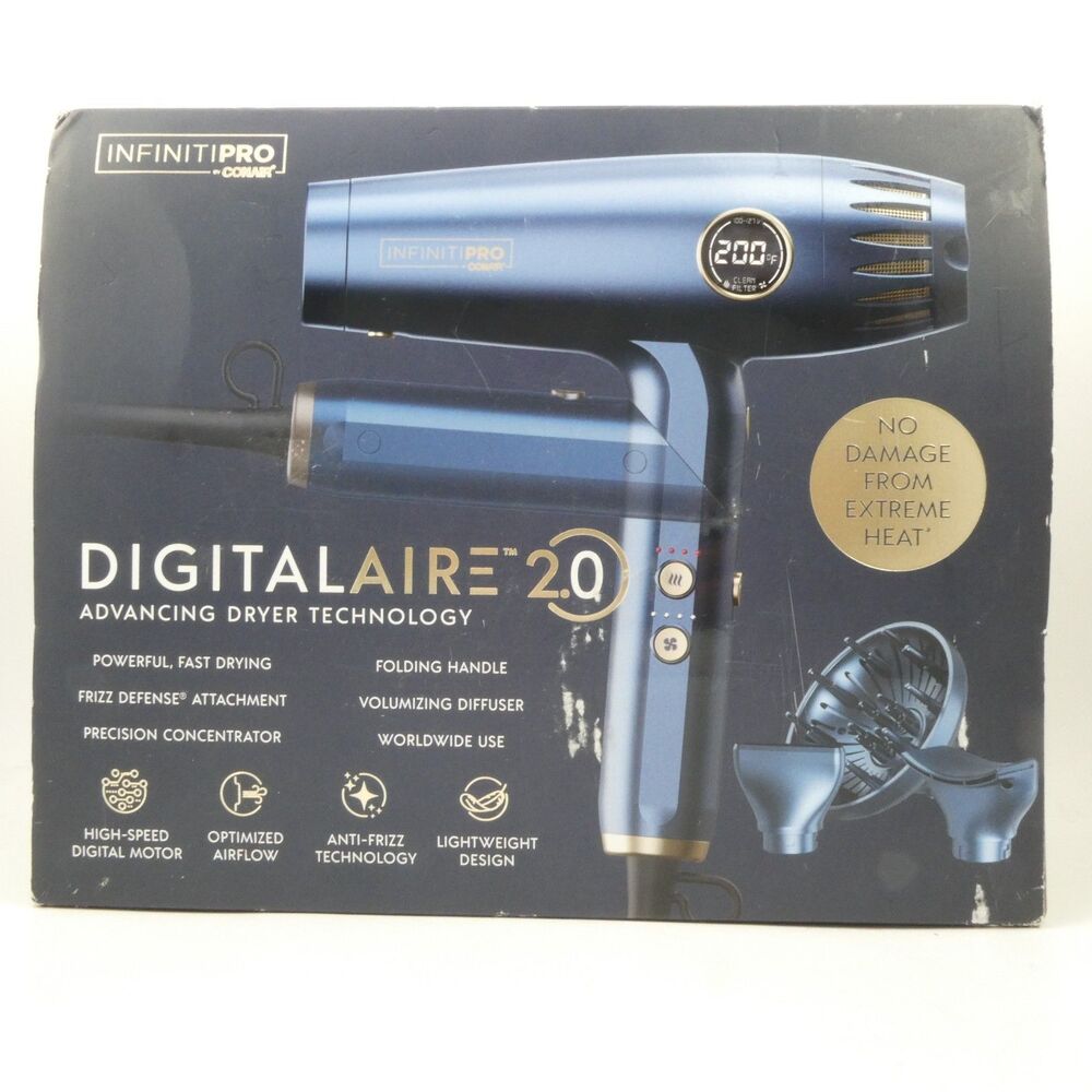 Infiniti PRO by CONAIR Digital AIRE 2.0 Hair Dryer, 1875W Frizz-Reducing Ionic H